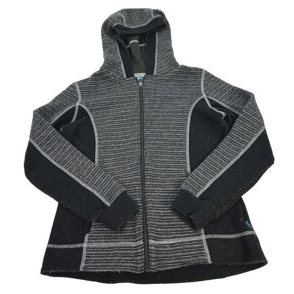 Kuhl Jackets & Blazers - Kuhl Women’s Chianti Fleece Sweater Size S GRAY BLACK Full Zip Hooded Wool Blend